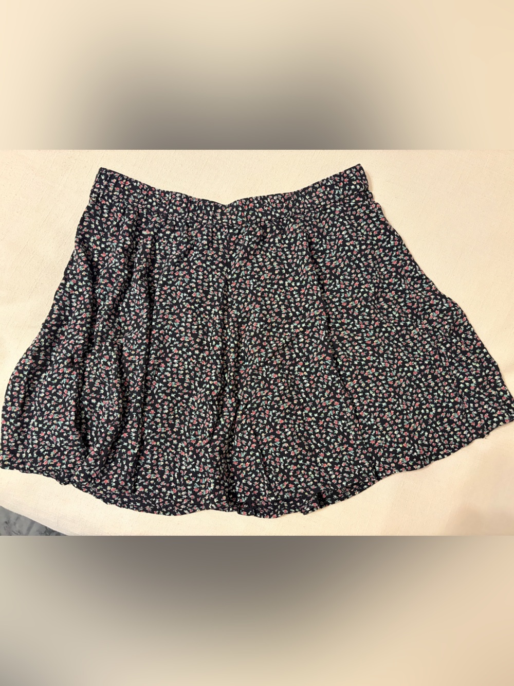American Eagle Outfitters Black Mini Skirt with Pink & Mint Floral Print
